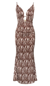 V Neck Stripe Maxi Dress