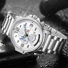 Reloj para caballero con correa de acero macizo.