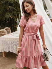 Gestreiftes langes Kleid