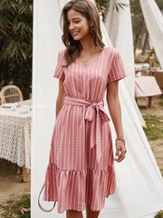 Gestreiftes langes Kleid