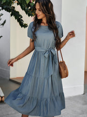 Vestido de cuello redondo