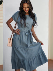 Vestido de cuello redondo