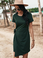 Women's solid color lantern dress