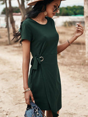 Women's solid color lantern dress