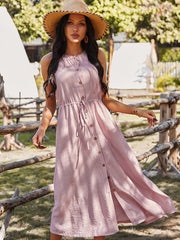 Ärmelloses, einfarbiges Kleid mit Knöpfen