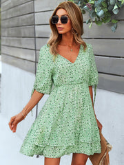 Vestido floral de color liso