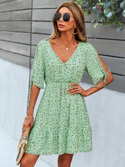 Vestido floral de color liso