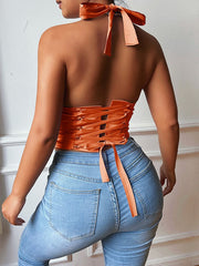 Chaleco cruzado tipo halter