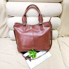 Retro style oil wax leather pattern portable  large capacity handbags