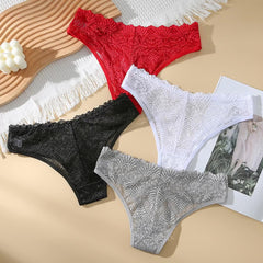 Conjunto de 4 bragas con ribete de encaje