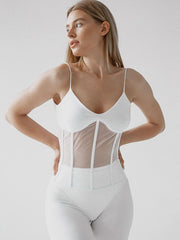 Slim Fit Tunic Mesh See-Through Panel Sling