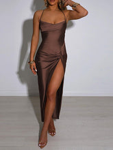 Backless Lace-Up Slim Slit Evening Dress