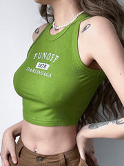 Ärmelloses Top mit Rundhalsausschnitt und Monogramm in Slim Fit