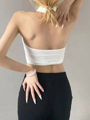 Surface Of Solid Color Hanging Neck Short Vest