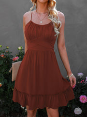 Slim Bow Suspender Open Back Dress