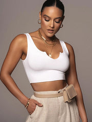 Top ajustado informal sin mangas con tirantes de color liso a la moda para tiro callejero