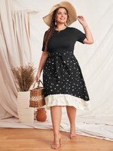 Color Block Professional Temperament Commuter Round Neck Dress