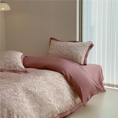 Juego de cama de tencel floral - Rosa