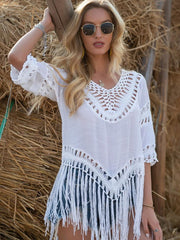 Top playero irregular con cortes en color liso
