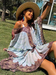 Printed Angel Wings Cover Up Top