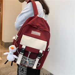 Damenmode-Trend Campus lässiger einfacher Rucksack in Kontrastfarbe