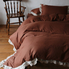 Dark Ruffle Bedding Set - Brown