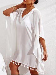 Vestido playero holgado de color liso