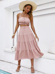 Conjunto de dos piezas de vestido largo con tirantes para mujer