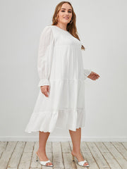 Round Neck Casual Lace Large Swing Dress