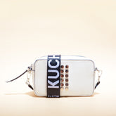 Bolsos de mano con correa ancha y letras retro