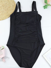 Sexy Solid Color Pleated One-piece Swimwear