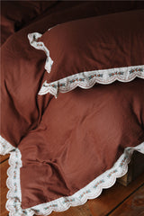 Dark Ruffle Bedding Set - Brown