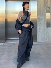 Chaleco con estampado de letras y bloqueo de color