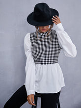 Camisa de cuadros con costuras a juego y temperamento