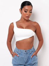 Chaleco cruzado de un solo hombro y color sólido