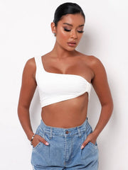 Chaleco cruzado de un solo hombro y color sólido