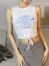 Chaleco ajustado con tirantes, cuello redondo y estampado de moda Rollome
