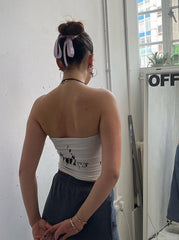 Neckholder-Weste mit ärmellosem Print und Ausschnitt