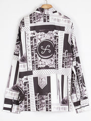 Camisa casual de manga larga con flores para hombre