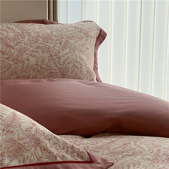 Juego de cama de tencel floral - Rosa