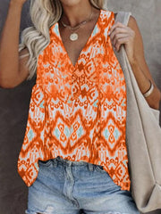 Lässiges ärmelloses T-Shirt mit Aufdruck in Übergröße