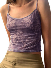 Ärmelloses, bedrucktes, rückenfreies, sexy, schmales Top