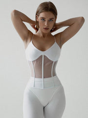 Slim Fit Tunic Mesh See-Through Panel Sling