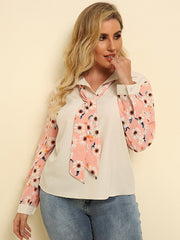 Camisa de manga larga con panel estampado de solapa