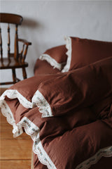 Dark Ruffle Bedding Set - Brown
