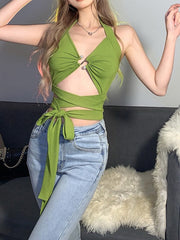 Solid Color Slim Strap In The Back Of The Neck