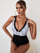 Contrast Mesh One Piece Swimsuit