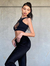 Neckholder-Cutting-Yoga-Tanktop mit schmalem Körper