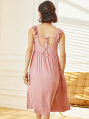 Solid Deep V Flounces Nightdress