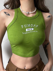 Ärmelloses Top mit Rundhalsausschnitt und Monogramm in Slim Fit